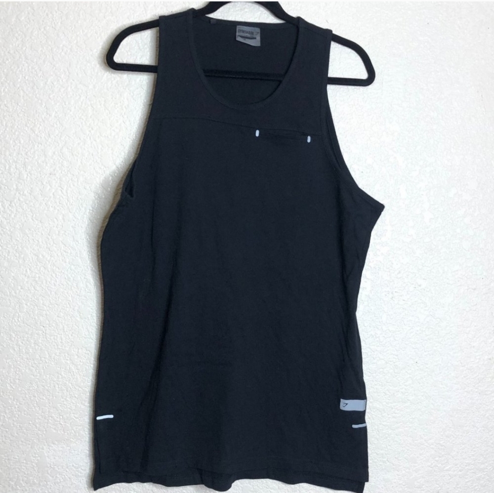 Gymshark Tank Top w/ Pocket, Black, Size Large